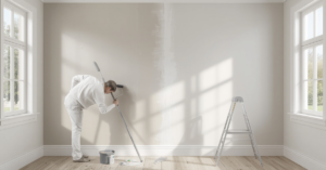 Smooth filled and primed wall surface ready for topcoat in Shoalhaven home