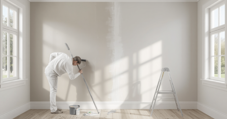 Smooth filled and primed wall surface ready for topcoat in Shoalhaven home