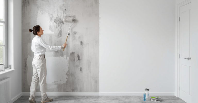 Bathroom wall with anti-mould paint applied in humid South Coast NSW home